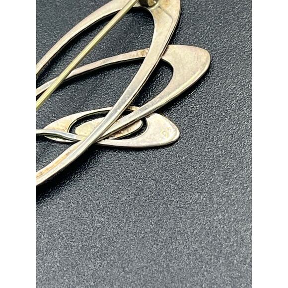 Vintage Sterling Silver Abstract Modernist Brooch Pin 1.75" Statement Jewelry - Picture 6 of 7